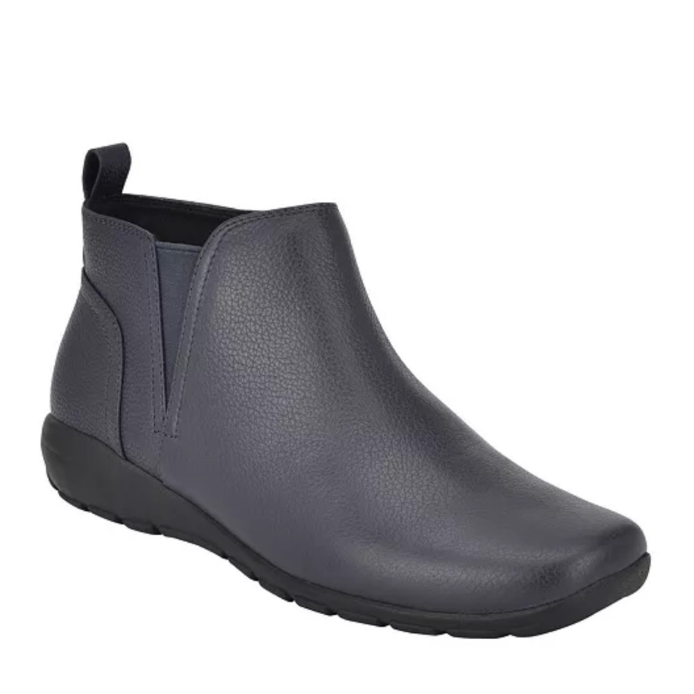 Easy Spirit Aerial Leather Ankle Boots Dark Navy 8.5M Like New Comfort Zip